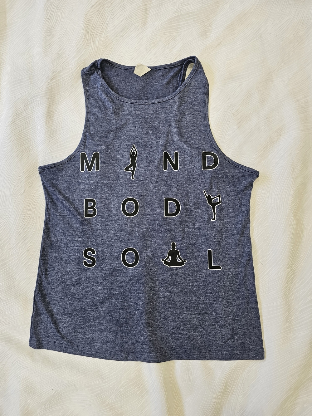 Women’s Mind Body Soul Graphic Tank Top - Navy Size Large